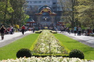 View of Berlin Zoo entrance from inside out.